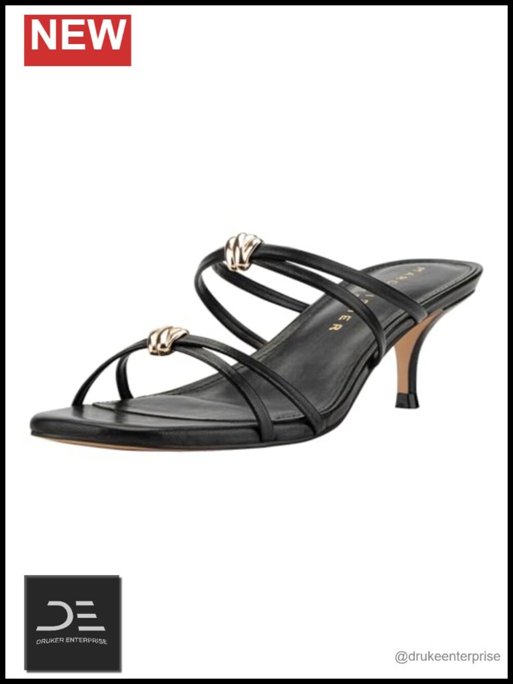 Marc Fisher LTD Baizel Heeled Sandals Strappy Square Toe Leather 1.89"